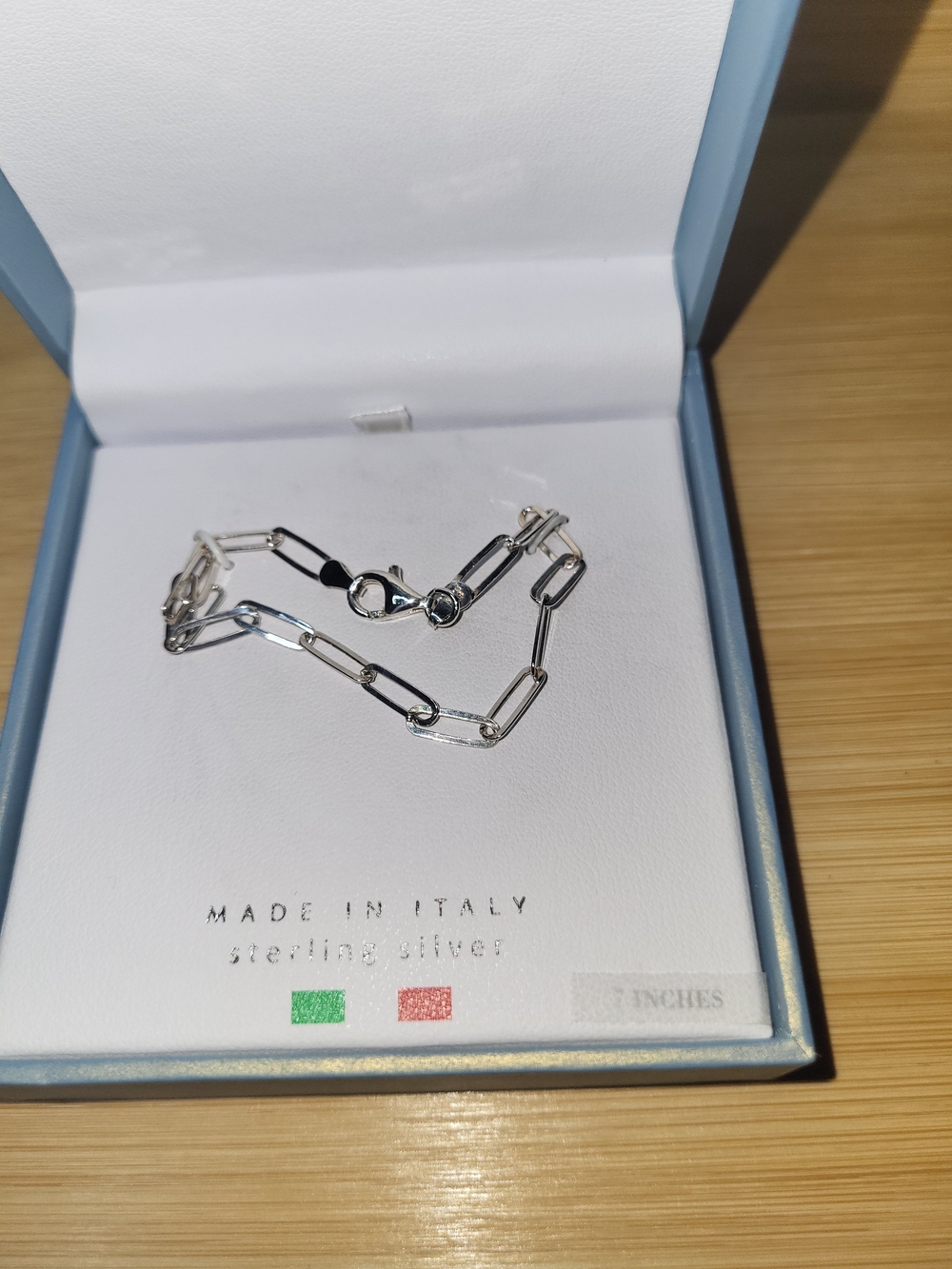 Sterling Silver Paperclip Chain Bracelet 7in